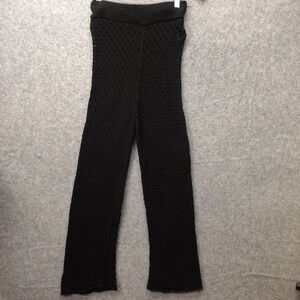 Women Crochet Pants SMALL Black PITUSA Peruvian Cotton Boho Beach Cover Up 26x28
